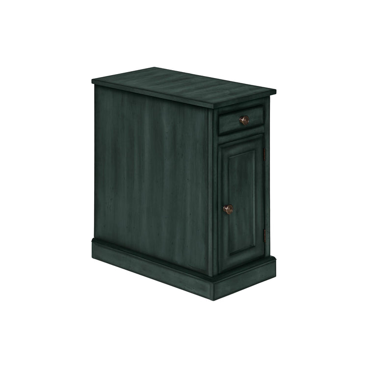 I 3992 - Table D'appoint, Bout, Table D'appoint, Table De Nuit, Étroit, Chambre À Coucher, Lampe, Tiroir De Rangement, Placage Bleu Antique, Traditionnel - Simple Boutique