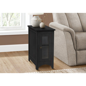 I 3995 - Table D'appoint, Bout, Table D'appoint, Étroit, Table De Nuit, Chambre À Coucher, Lampe, Rangement, Placage Noir, Transitionnel - Simple Boutique
