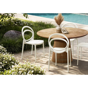 I 4005 - Chaise D'exterieur, 32''H, Chaise De Salle À Manger Empilable, Chaises De Patio, , Blanc, Contemporain, Moderne - Simple Boutique