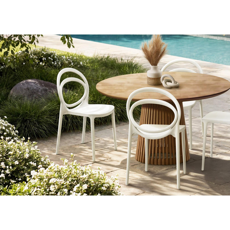 I 4005 - Chaise D'exterieur, 32''H, Chaise De Salle À Manger Empilable, Chaises De Patio, , Blanc, Contemporain, Moderne - Simple Boutique
