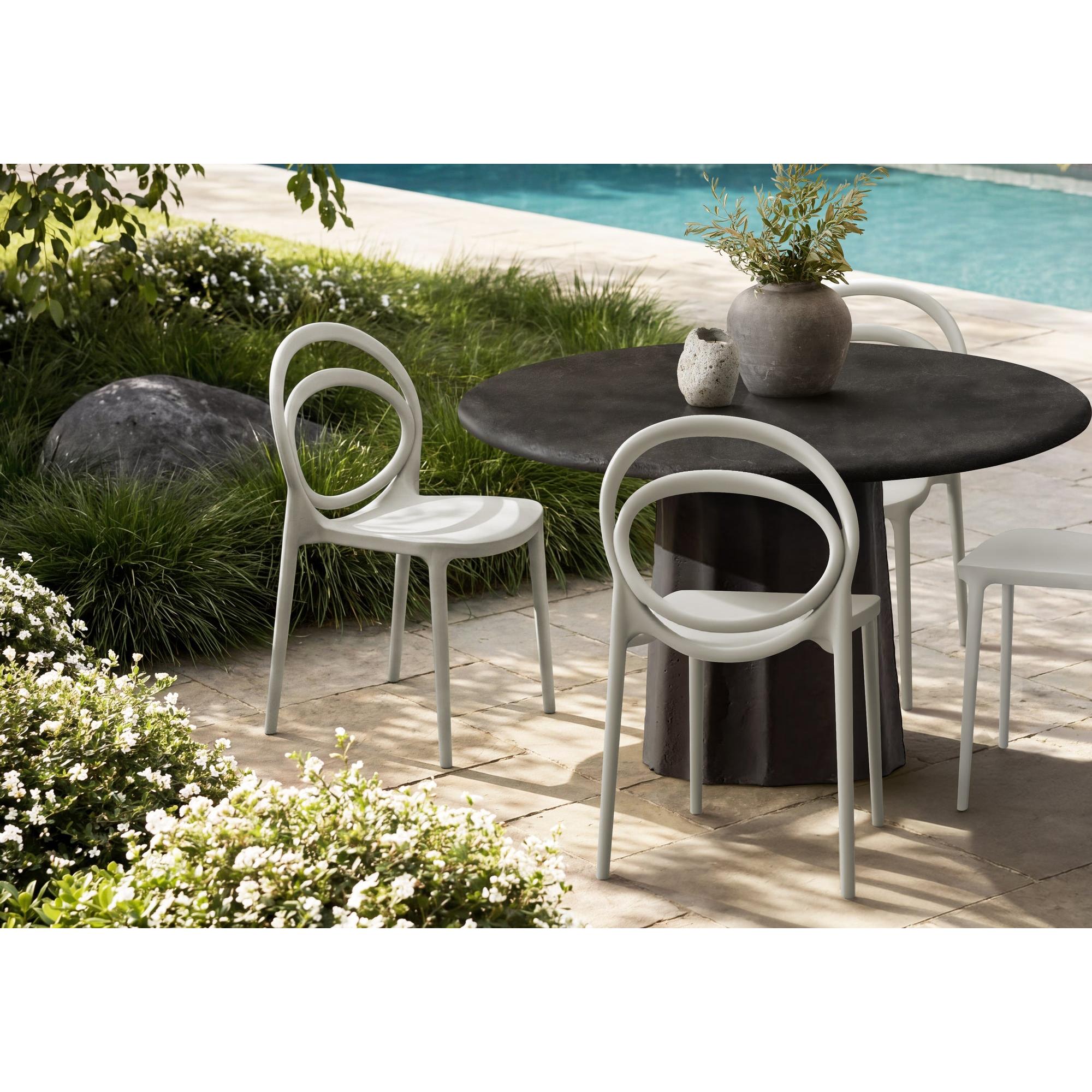 I 4006 - Chaise D'exterieur, 32''H, Chaise De Salle À Manger Empilable, Chaises De Patio, , Gris Clair, Contemporain, Moderne - Simple Boutique
