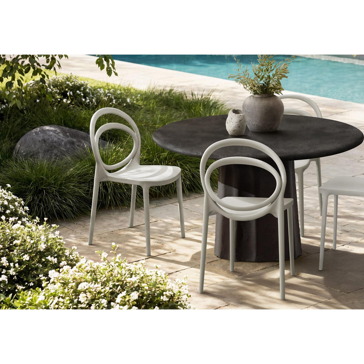 I 4006 - Chaise D'exterieur, 32''H, Chaise De Salle À Manger Empilable, Chaises De Patio, , Gris Clair, Contemporain, Moderne - Simple Boutique