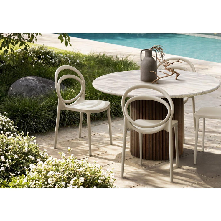 I 4007 - Chaise D'exterieur, 32''H, Chaise De Salle À Manger Empilable, Chaises De Patio, , Taupe Naturel, Contemporain, Moderne - Simple Boutique