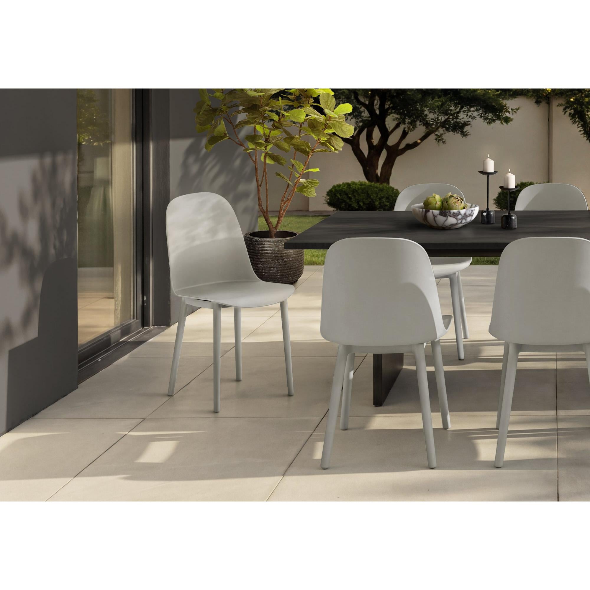 I 4011 - Chaise D'exterieur, 33''H, Chaises De Patio, , Gris Clair, Contemporain, Moderne - Simple Boutique