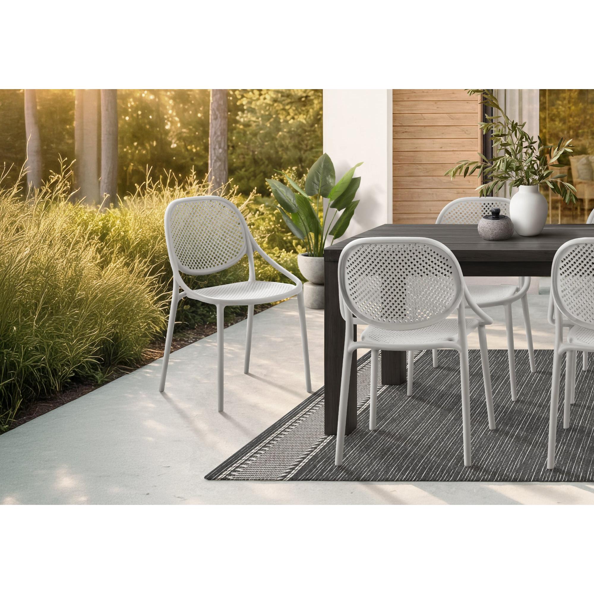 I 4016 - Chaise D'exterieur, 32''H, Chaise Empilable Avec Accoudoirs Pour Salle À Manger, Chaises De Patio, , Gris Clair, Contemporain, Moderne - Simple Boutique