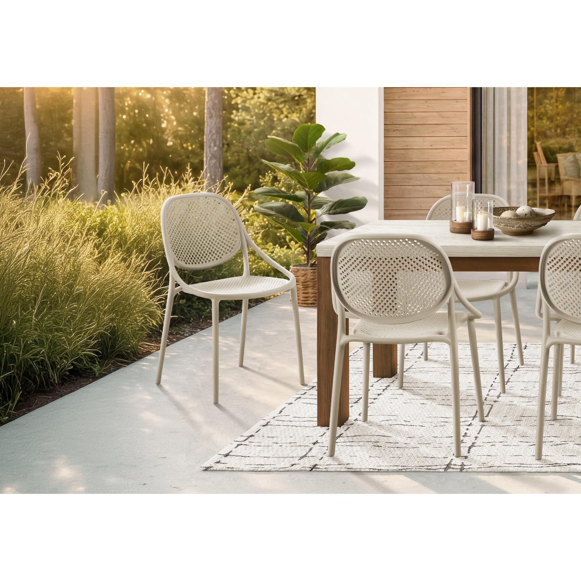 I 4017 - Chaise D'exterieur, 32''H, Chaise Empilable Avec Accoudoirs Pour Salle À Manger, Chaises De Patio, , Taupe Naturel, Contemporain, Moderne - Simple Boutique