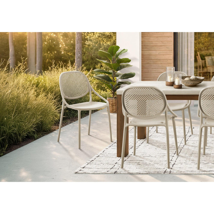 I 4017 - Chaise D'exterieur, 32''H, Chaise Empilable Avec Accoudoirs Pour Salle À Manger, Chaises De Patio, , Taupe Naturel, Contemporain, Moderne - Simple Boutique