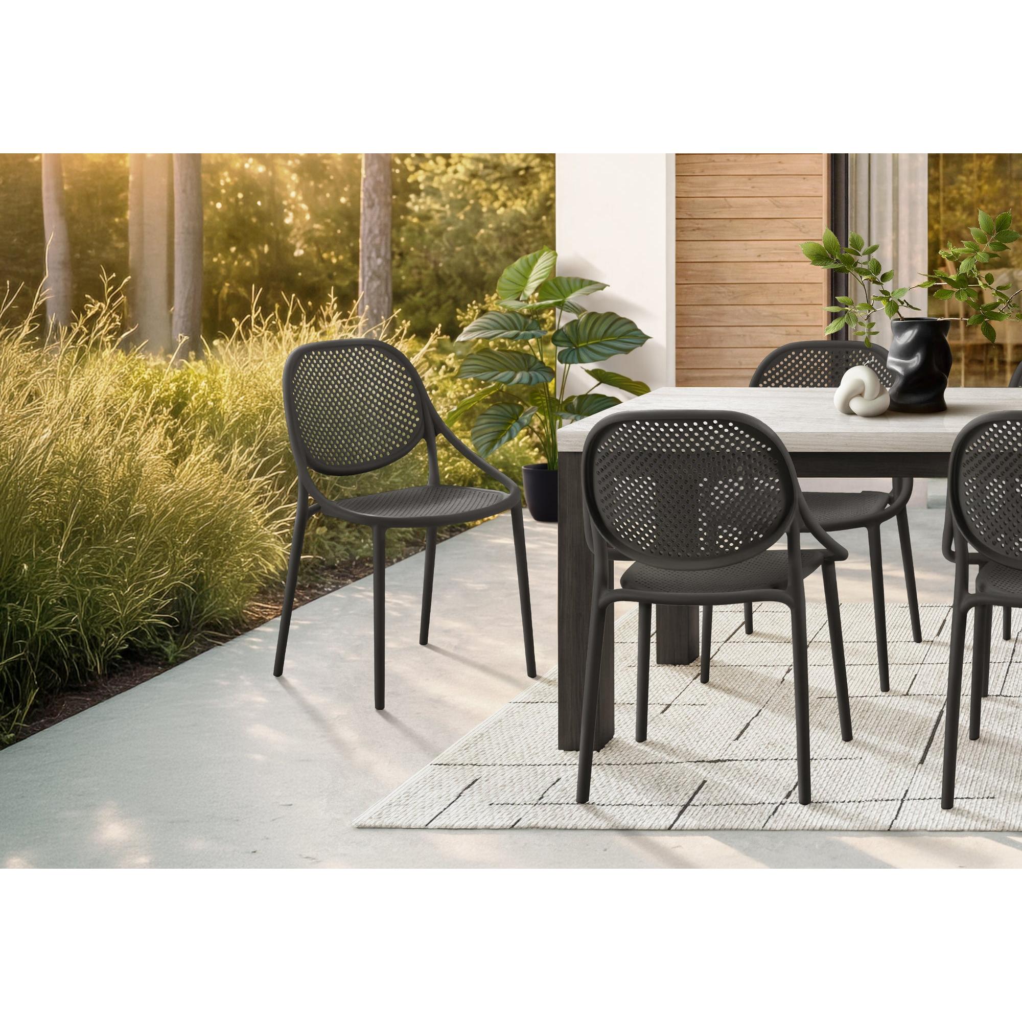 I 4019 - Chaise D'exterieur, 32''H, Chaise Empilable Avec Accoudoirs Pour Salle À Manger, Chaises De Patio, , Noir, Contemporain, Moderne - Simple Boutique