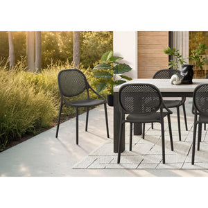 I 4019 - Chaise D'exterieur, 32''H, Chaise Empilable Avec Accoudoirs Pour Salle À Manger, Chaises De Patio, , Noir, Contemporain, Moderne - Simple Boutique
