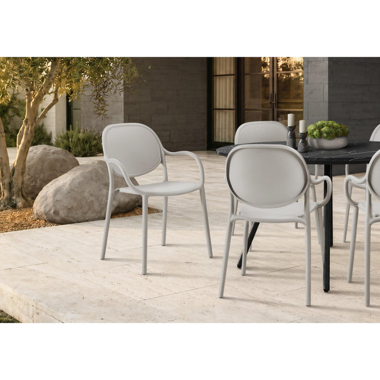 I 4021 - Chaise D'exterieur, 32''H, Chaise Empilable Avec Accoudoirs Pour Salle À Manger, Chaises De Patio, , Gris Clair, Contemporain, Moderne - Simple Boutique