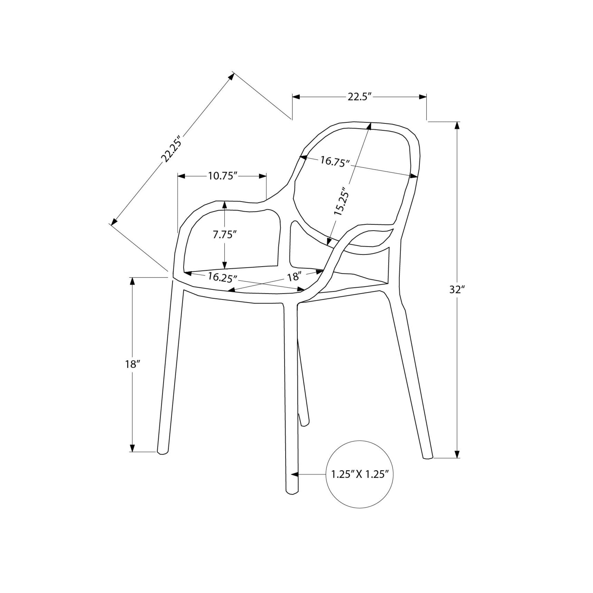 I 4023 - Chaise D'exterieur, 32''H, Chaise Empilable Avec Accoudoirs Pour Salle À Manger, Chaises De Patio, , Vert D'eau, Contemporain, Moderne - Simple Boutique