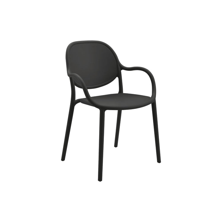 I 4024 - Chaise D'exterieur, 32''H, Chaise Empilable Avec Accoudoirs Pour Salle À Manger, Chaises De Patio, , Noir, Contemporain, Moderne - Simple Boutique