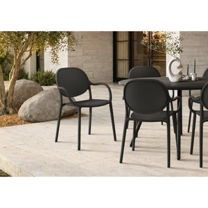 I 4024 - Chaise D'exterieur, 32''H, Chaise Empilable Avec Accoudoirs Pour Salle À Manger, Chaises De Patio, , Noir, Contemporain, Moderne - Simple Boutique