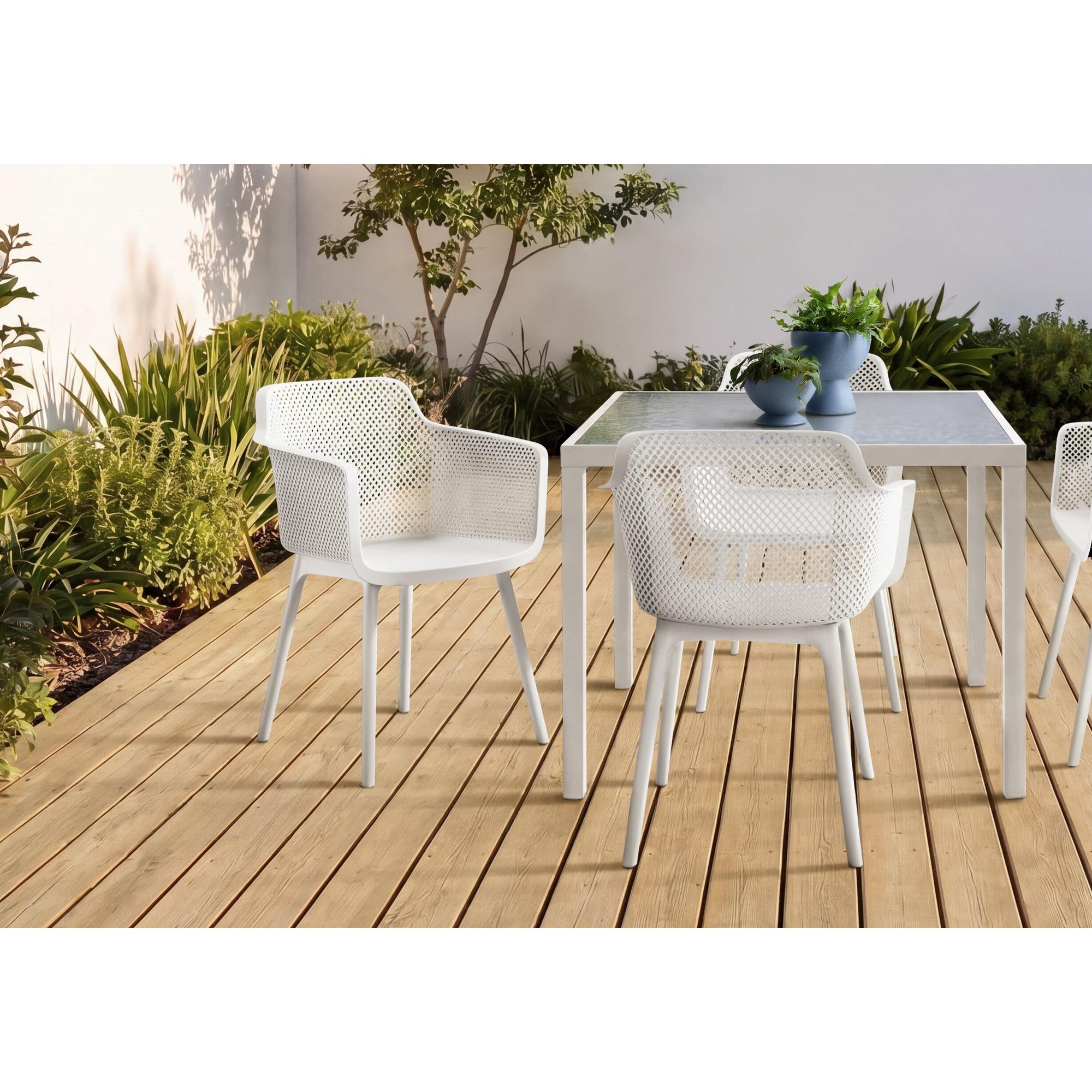 I 4025 - Chaise D'exterieur, 32''H, Chaises De Patio, , Blanc, Gris Clair, Contemporain, Moderne - Simple Boutique