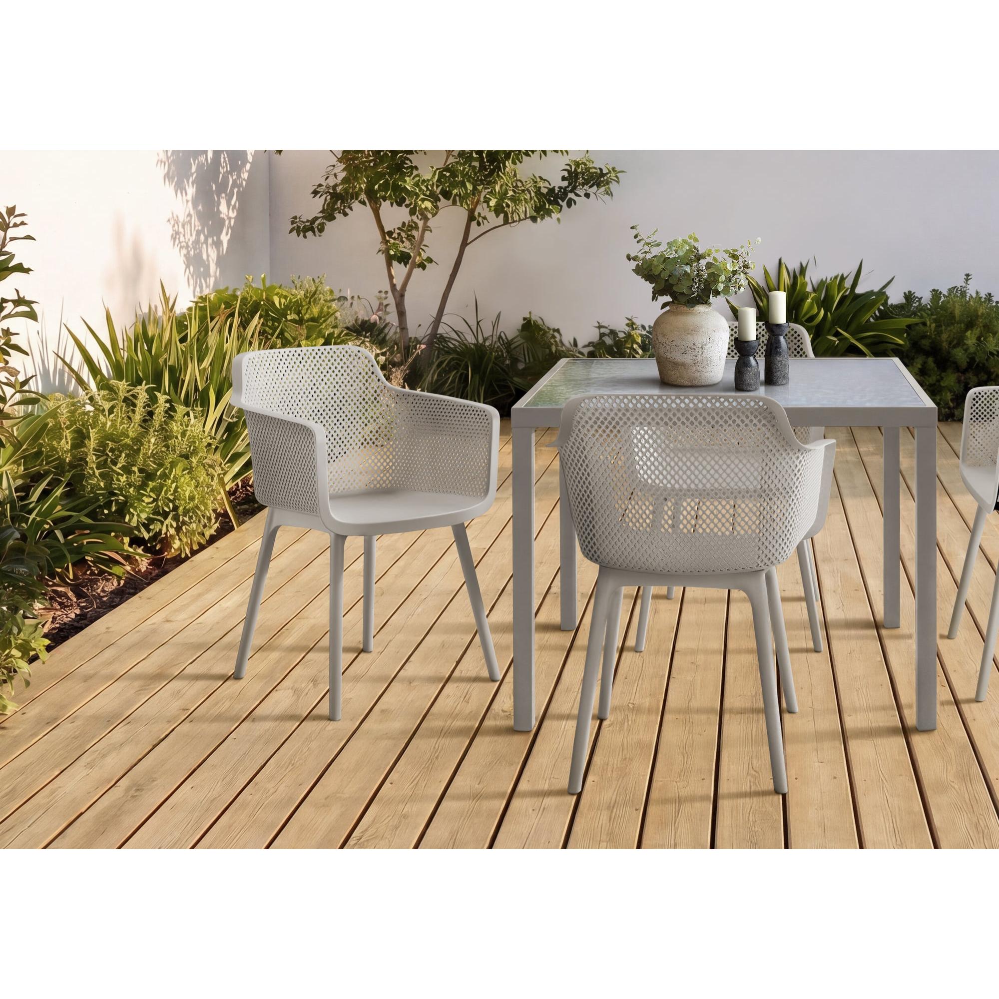 I 4026 - Chaise D'exterieur, 32''H, Chaises De Patio, , Gris Clair, Contemporain, Moderne - Simple Boutique