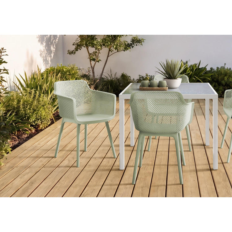 I 4028 - Chaise D'exterieur, 32''H, Chaises De Patio, , Vert D'eau, Contemporain, Moderne - Simple Boutique