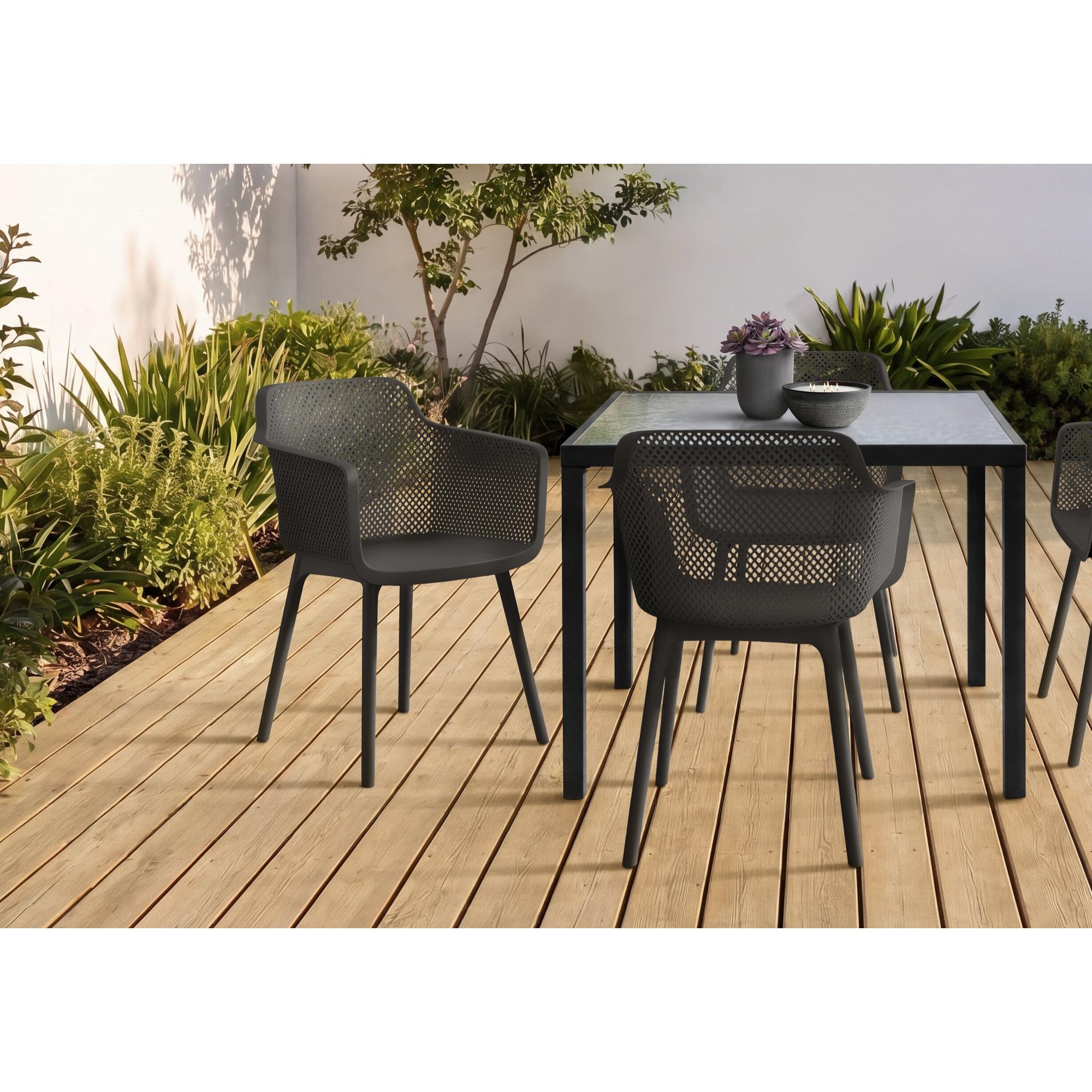 I 4029 - Chaise D'exterieur, 32''H, Chaises De Patio, , Noir, Contemporain, Moderne - Simple Boutique