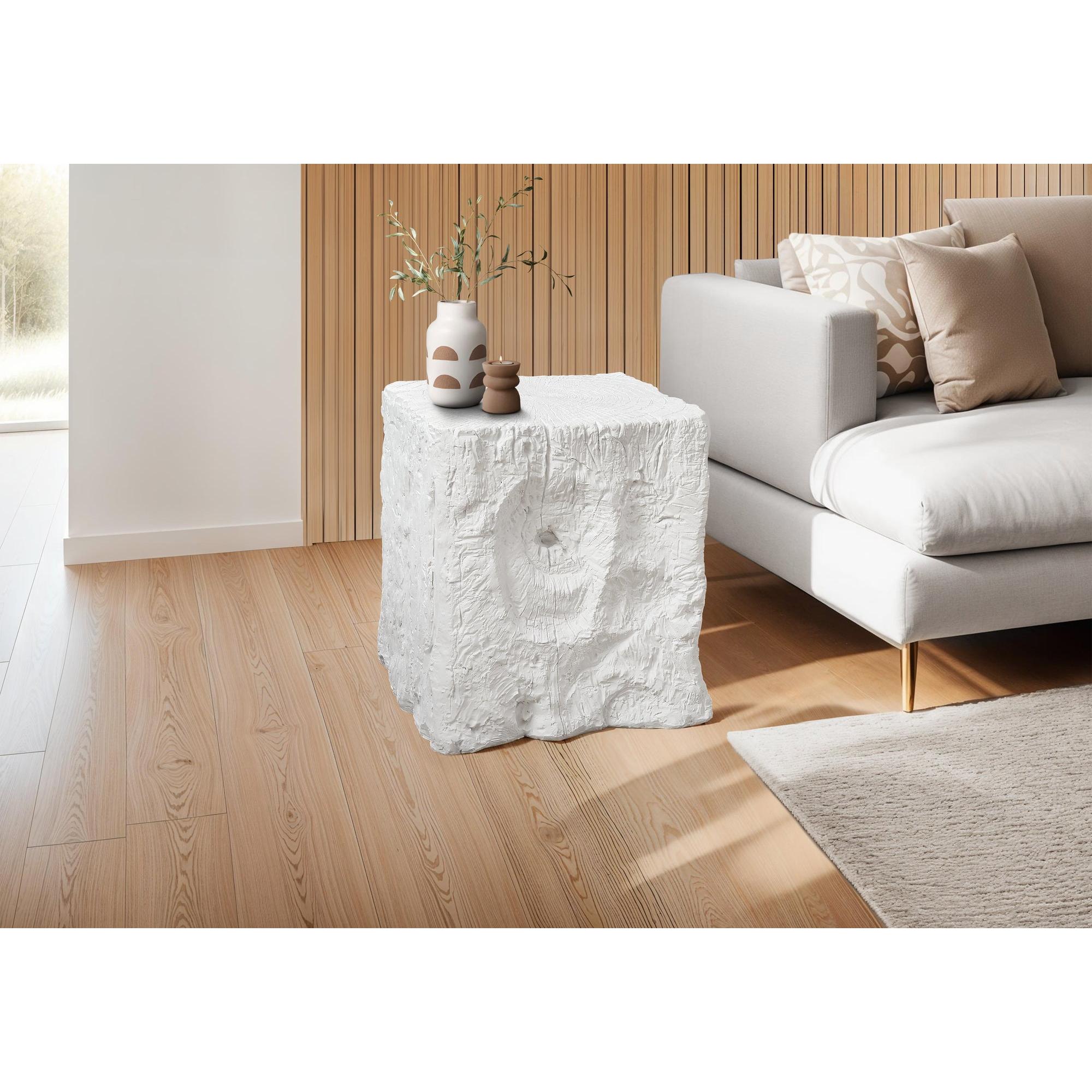 I 4111 - Table D'appoint, 25''H, Intérieur Ou Extérieur, Bout, Table De Nuit, Table D'appoint, Carré, Salon, Chambre À Coucher, Blanc, Contemporain, Moderne - Simple Boutique