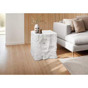 I 4111 - Table D'appoint, 25''H, Intérieur Ou Extérieur, Bout, Table De Nuit, Table D'appoint, Carré, Salon, Chambre À Coucher, Blanc, Contemporain, Moderne - Simple Boutique