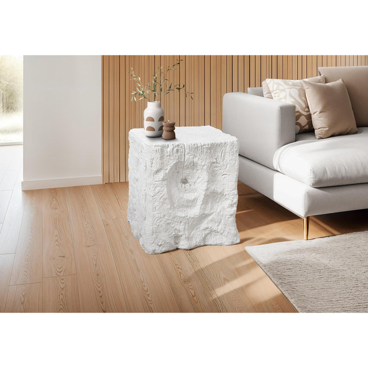 I 4111 - Table D'appoint, 25''H, Intérieur Ou Extérieur, Bout, Table De Nuit, Table D'appoint, Carré, Salon, Chambre À Coucher, Blanc, Contemporain, Moderne - Simple Boutique