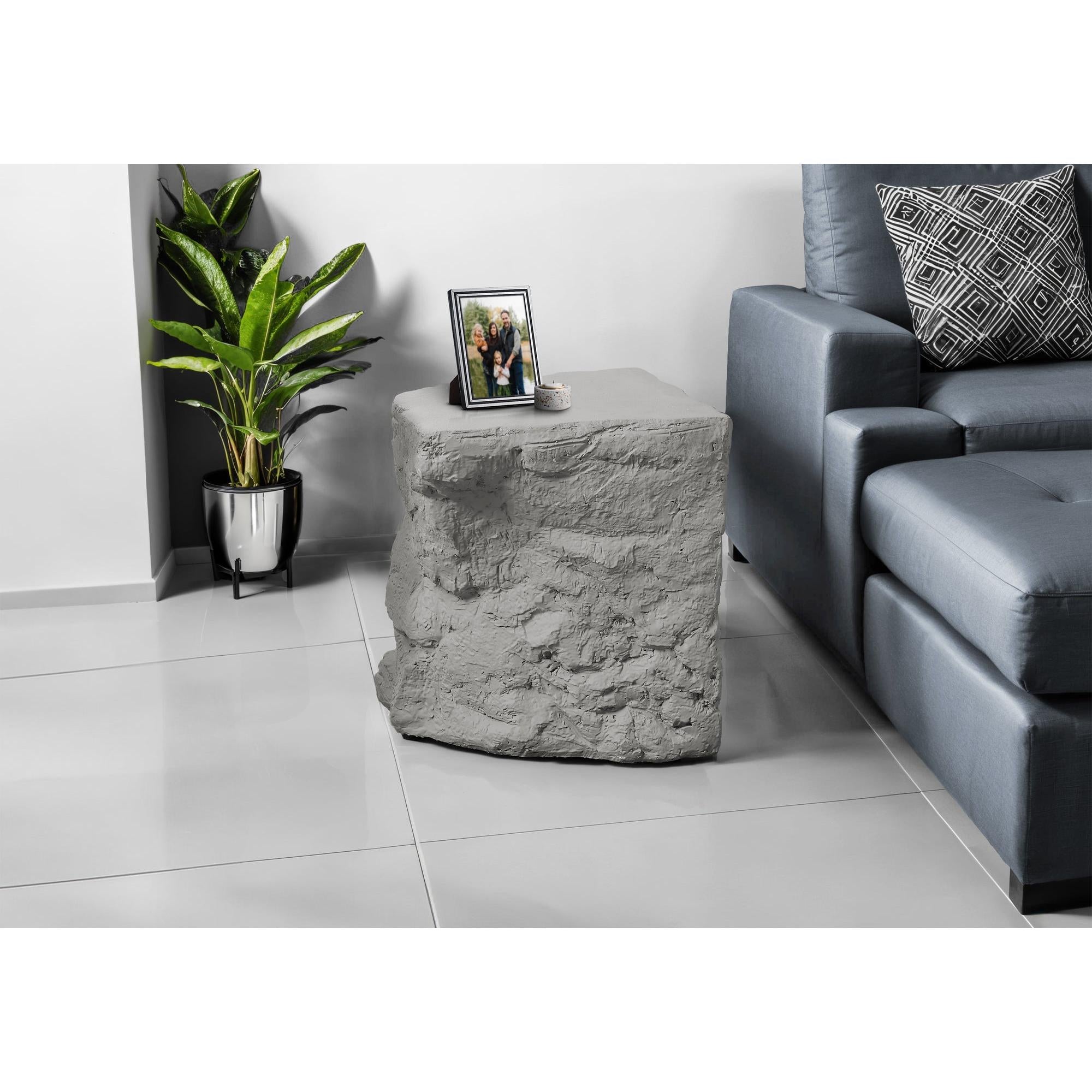 I 4115 - Table D'appoint, 25''H, Intérieur Ou Extérieur, Table D'appoint, Table De Nuit, Bout, Chambre À Coucher, Salon, Gris, Contemporain, Moderne - Simple Boutique
