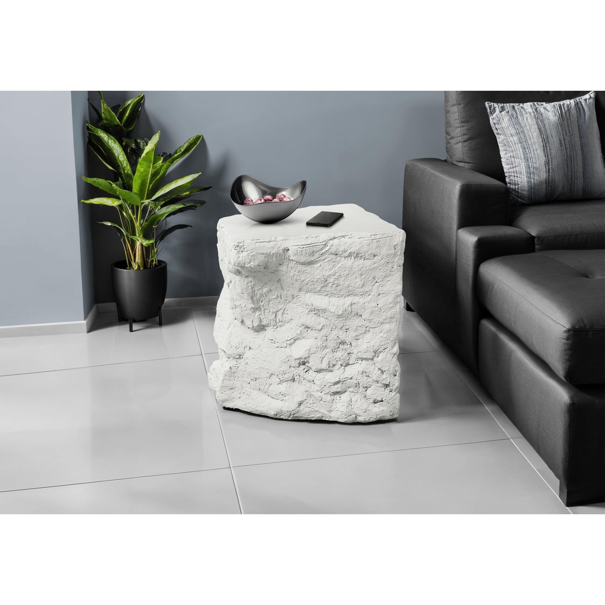 I 4116 - Table D'appoint, 25''H, Intérieur Ou Extérieur, Table D'appoint, Table De Nuit, Bout, Chambre À Coucher, Salon, Blanc, Contemporain, Moderne - Simple Boutique