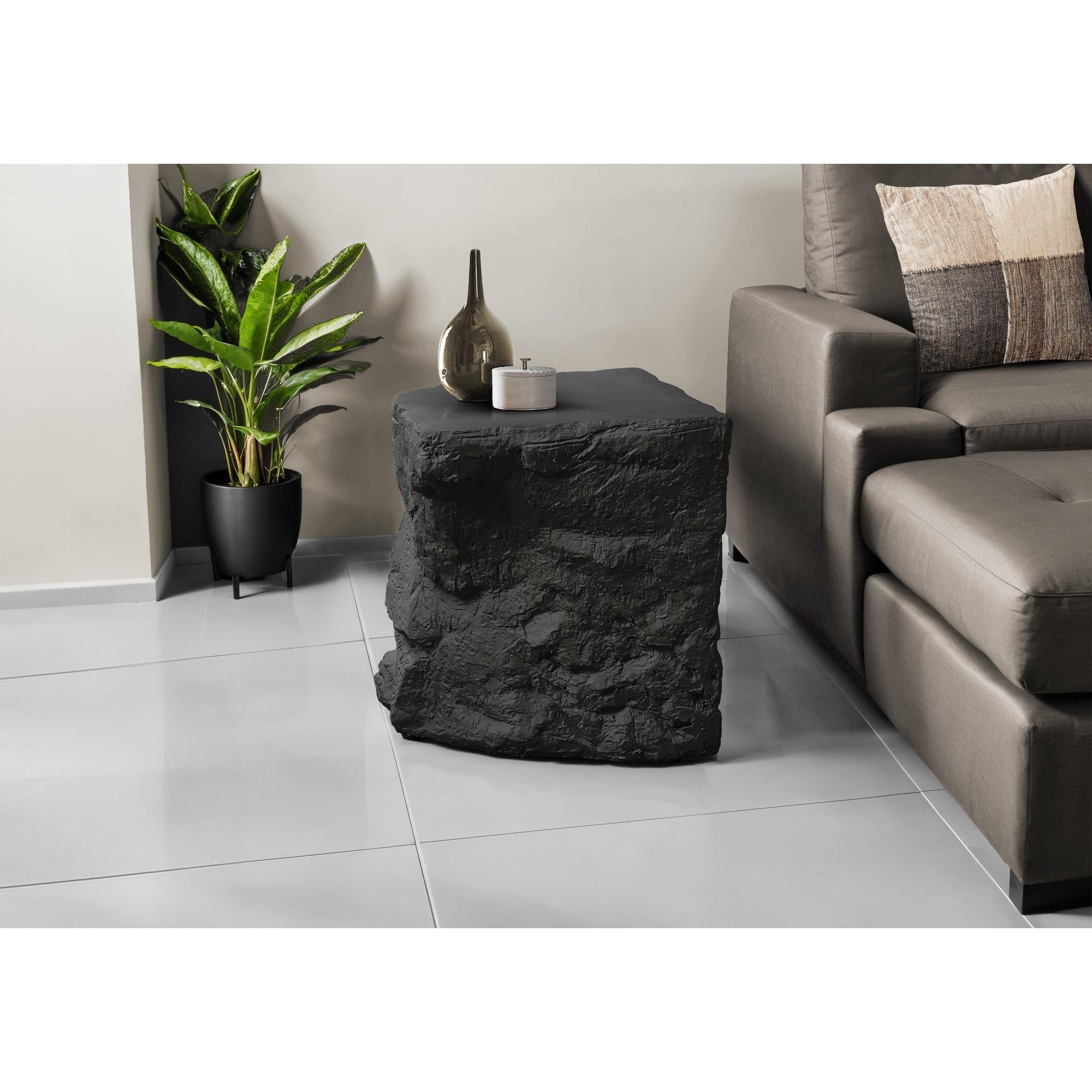 I 4117 - Table D'appoint, 25''H, Intérieur Ou Extérieur, Table D'appoint, Table De Nuit, Bout, Chambre À Coucher, Salon, Noir, Contemporain, Moderne - Simple Boutique