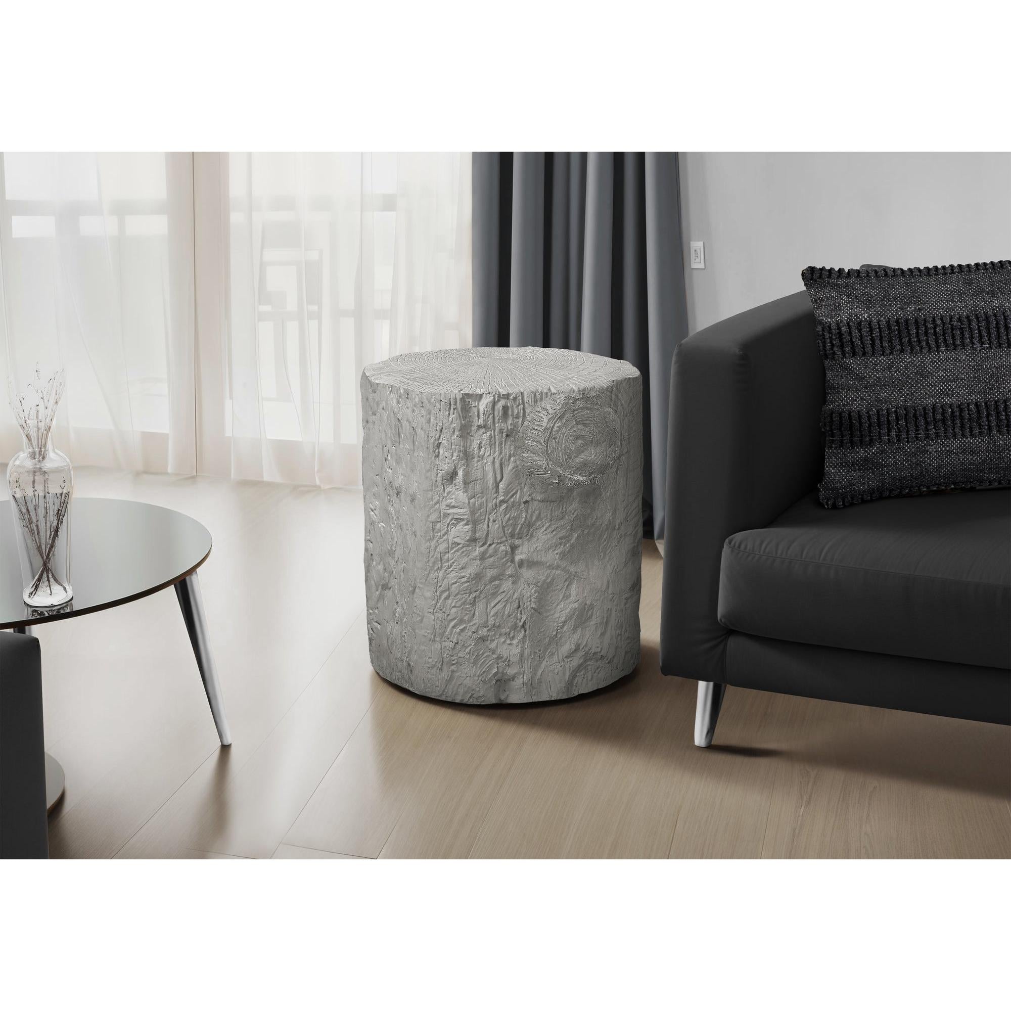 I 4120 - Table D'appoint, 25''H, Intérieur Ou Extérieur, Tambour, Bout, Table De Nuit, Rond, Table D'appoint, Salon, Chambre À Coucher, Gris, Contemporain, Moderne - Simple Boutique