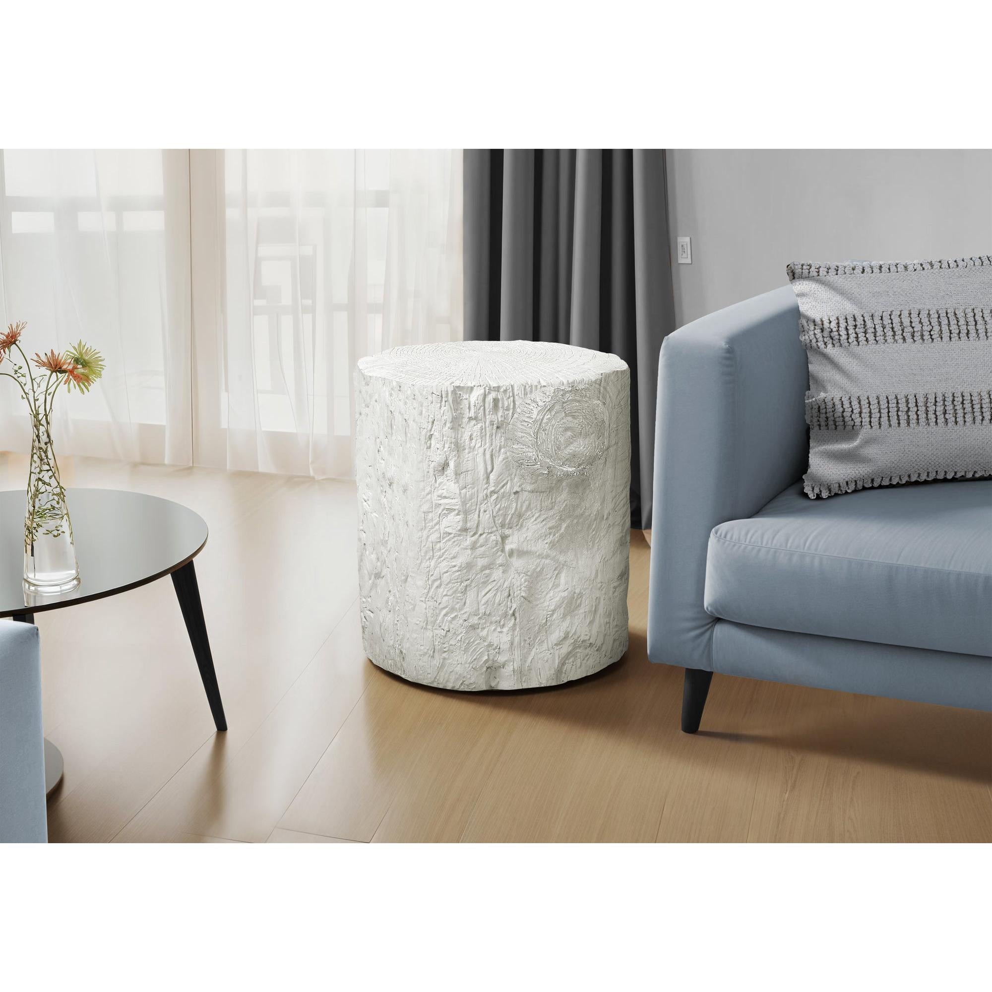 I 4121 - Table D'appoint, 25''H, Intérieur Ou Extérieur, Tambour, Bout, Table De Nuit, Rond, Table D'appoint, Salon, Chambre À Coucher, Blanc, Contemporain, Moderne - Simple Boutique