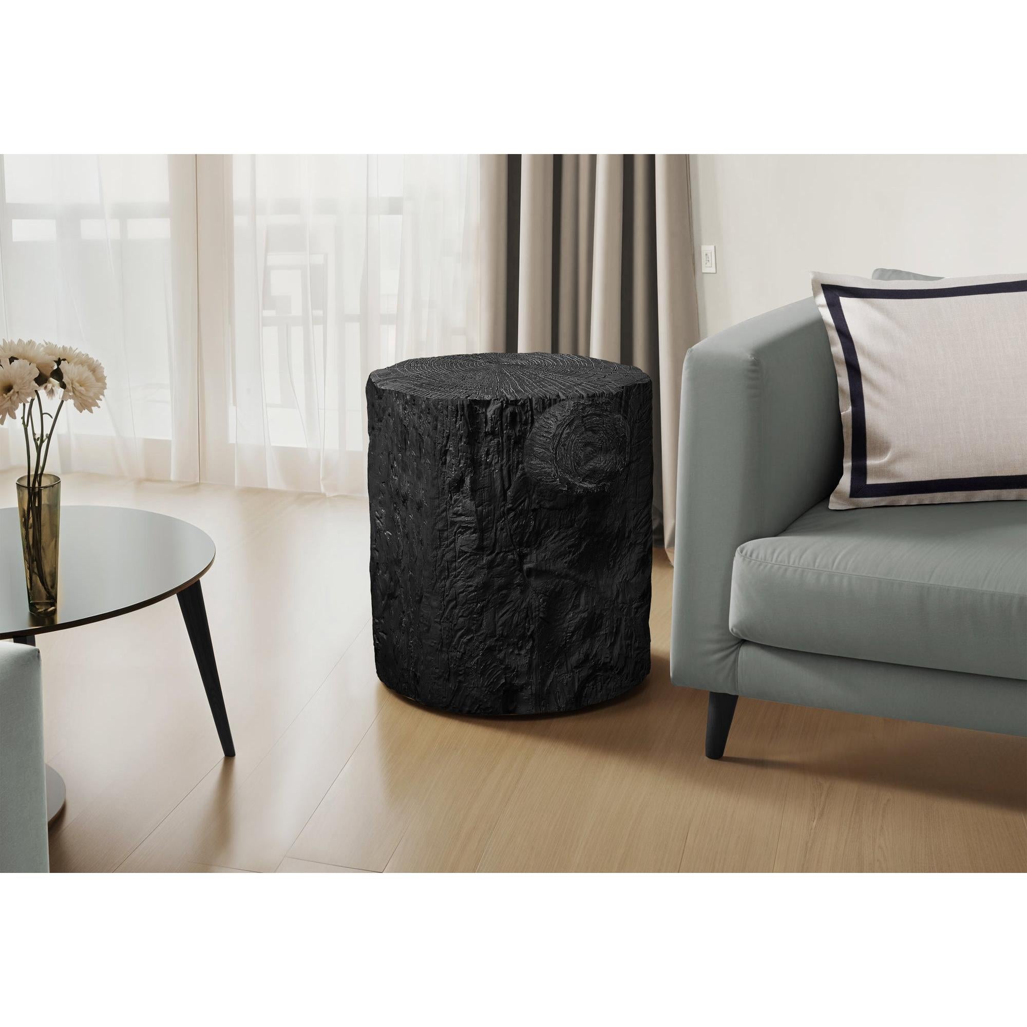 I 4122 - Table D'appoint, 25''H, Intérieur Ou Extérieur, Tambour, Bout, Table De Nuit, Rond, Table D'appoint, Salon, Chambre À Coucher, Noir, Contemporain, Moderne - Simple Boutique