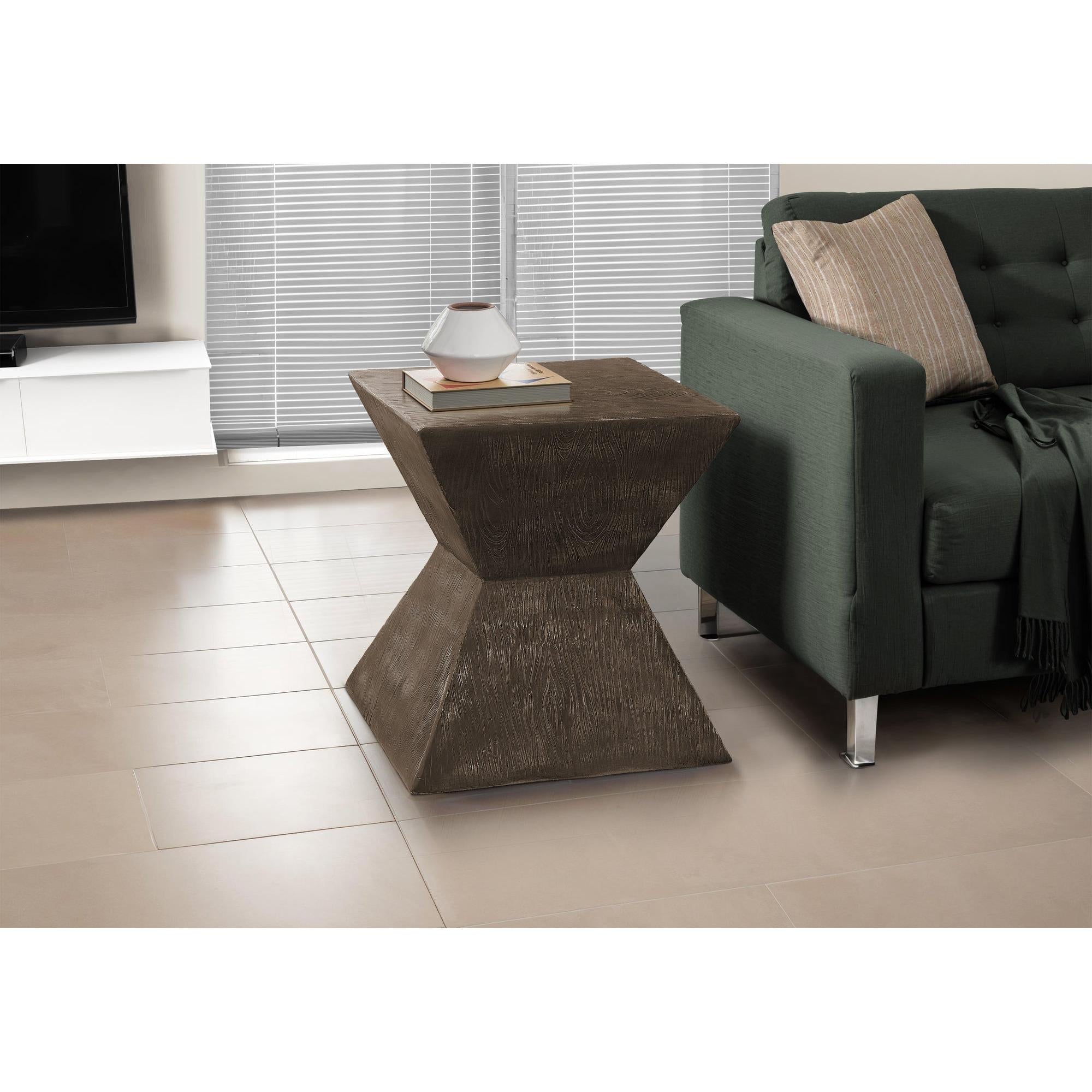 I 4128 - Table D'appoint, 25''H, Intérieur Ou Extérieur, Table D'appoint, Bout, Table De Nuit, Chambre À Coucher, Salon, Noix, Contemporain, Moderne - Simple Boutique