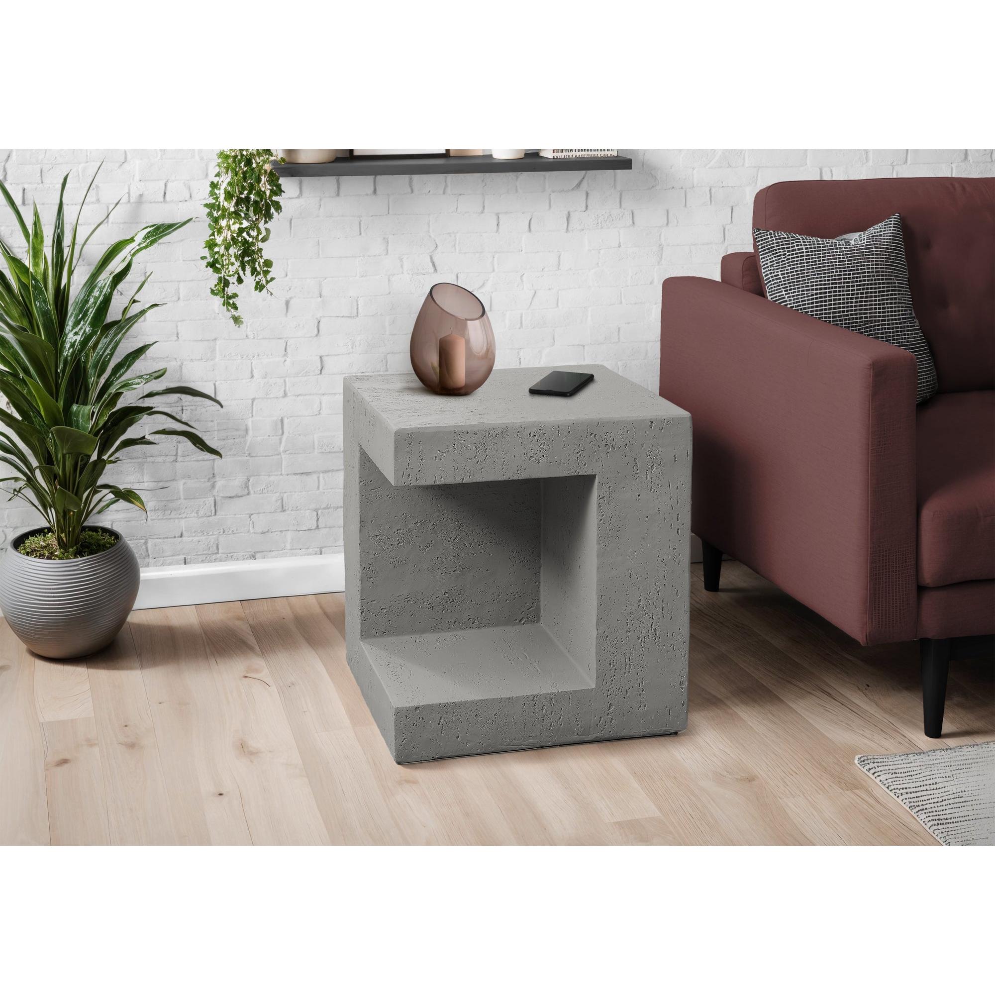 I 4130 - Table D'appoint, 25''H, Intérieur Ou Extérieur, Table D'appoint, Table De Nuit, Bout, Carré, Chambre À Coucher, Salon, Gris, Contemporain, Moderne - Simple Boutique