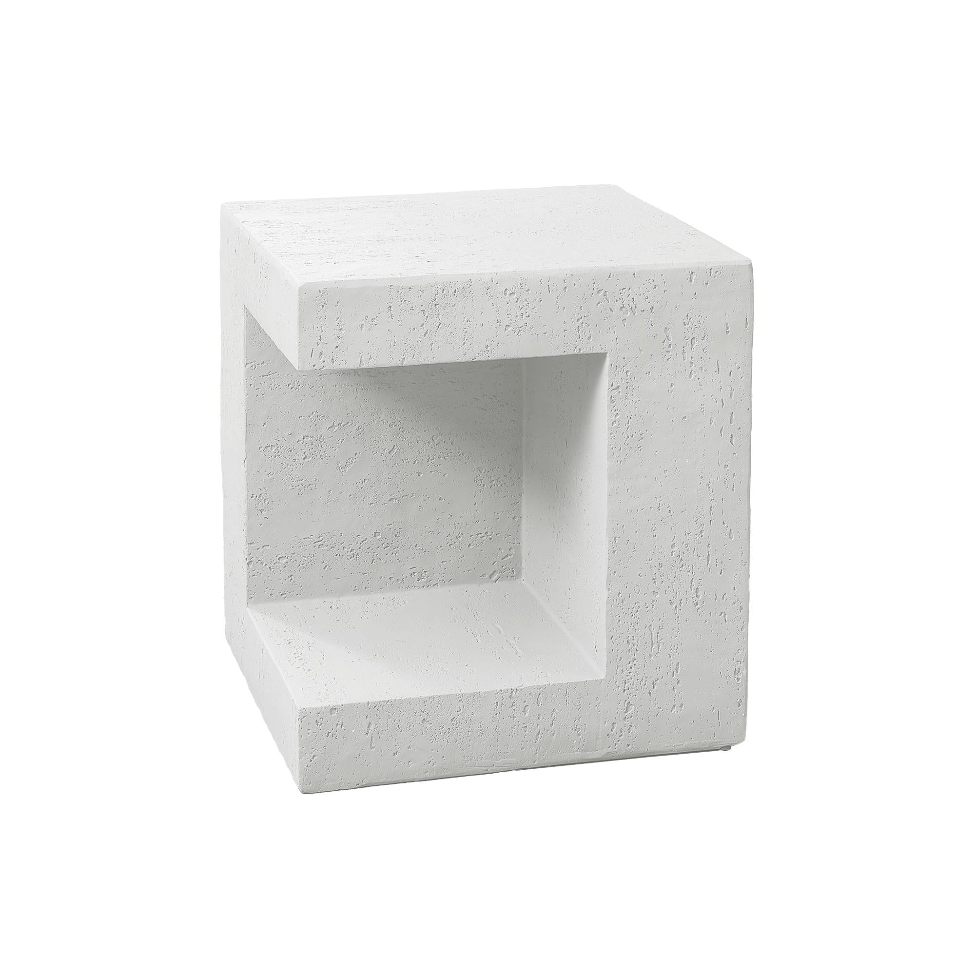 I 4131 - Table D'appoint, 25''H, Intérieur Ou Extérieur, Table D'appoint, Table De Nuit, Bout, Carré, Chambre À Coucher, Salon, Blanc, Contemporain, Moderne - Simple Boutique