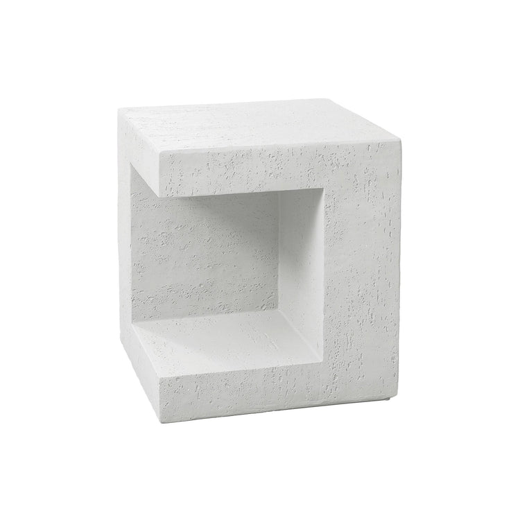 I 4131 - Table D'appoint, 25''H, Intérieur Ou Extérieur, Table D'appoint, Table De Nuit, Bout, Carré, Chambre À Coucher, Salon, Blanc, Contemporain, Moderne - Simple Boutique