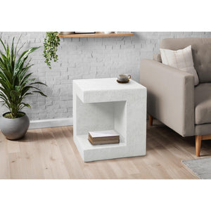 I 4131 - Table D'appoint, 25''H, Intérieur Ou Extérieur, Table D'appoint, Table De Nuit, Bout, Carré, Chambre À Coucher, Salon, Blanc, Contemporain, Moderne - Simple Boutique