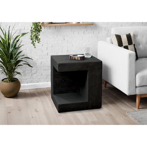 I 4132 - Table D'appoint, 25''H, Intérieur Ou Extérieur, Table D'appoint, Table De Nuit, Bout, Carré, Chambre À Coucher, Salon, Noir, Contemporain, Moderne - Simple Boutique