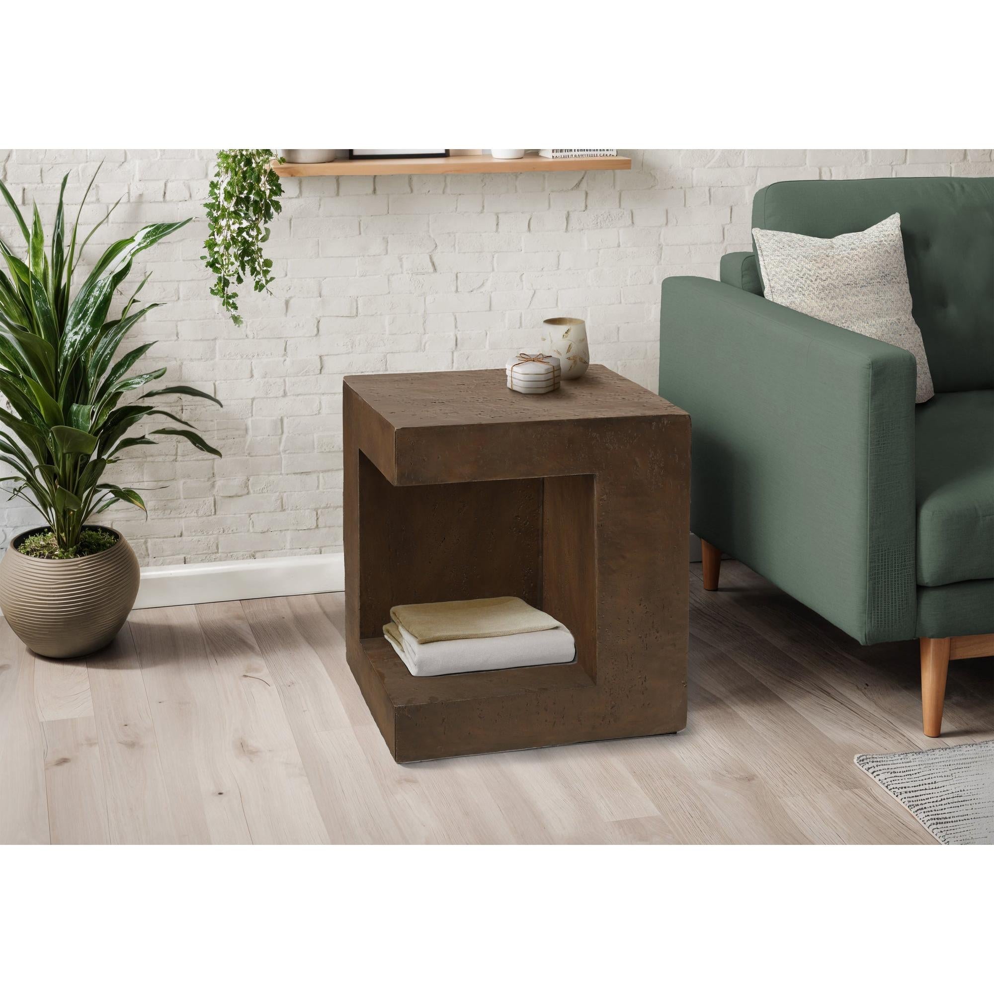 I 4133 - Table D'appoint, 25''H, Intérieur Ou Extérieur, Table D'appoint, Table De Nuit, Bout, Carré, Chambre À Coucher, Salon, Noix, Contemporain, Moderne - Simple Boutique