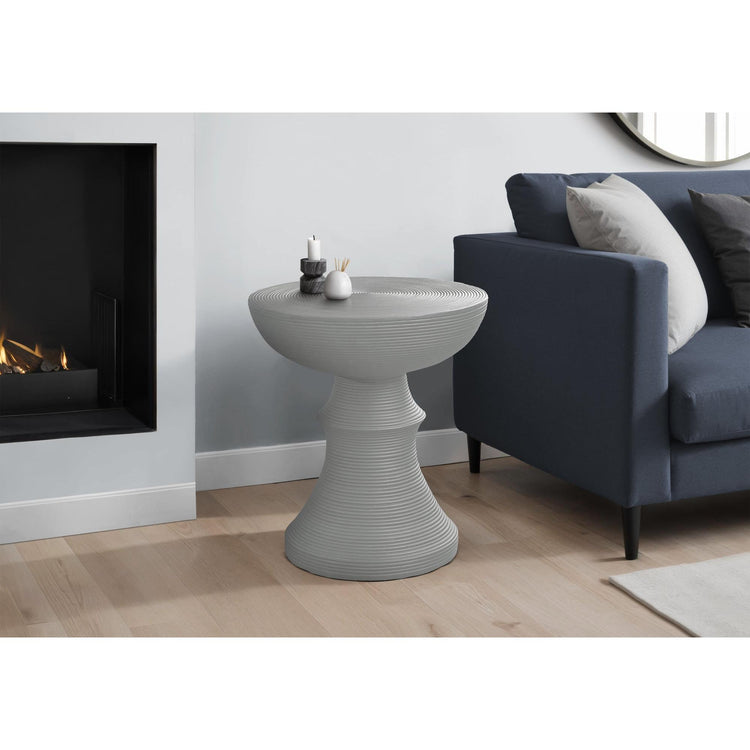 I 4144 - Table D'appoint, 25''H, Intérieur Ou Extérieur, Table D'appoint, Bout, Chambre À Coucher, Salon, Table De Nuit, Rond, Gris, Contemporain, Moderne - Simple Boutique