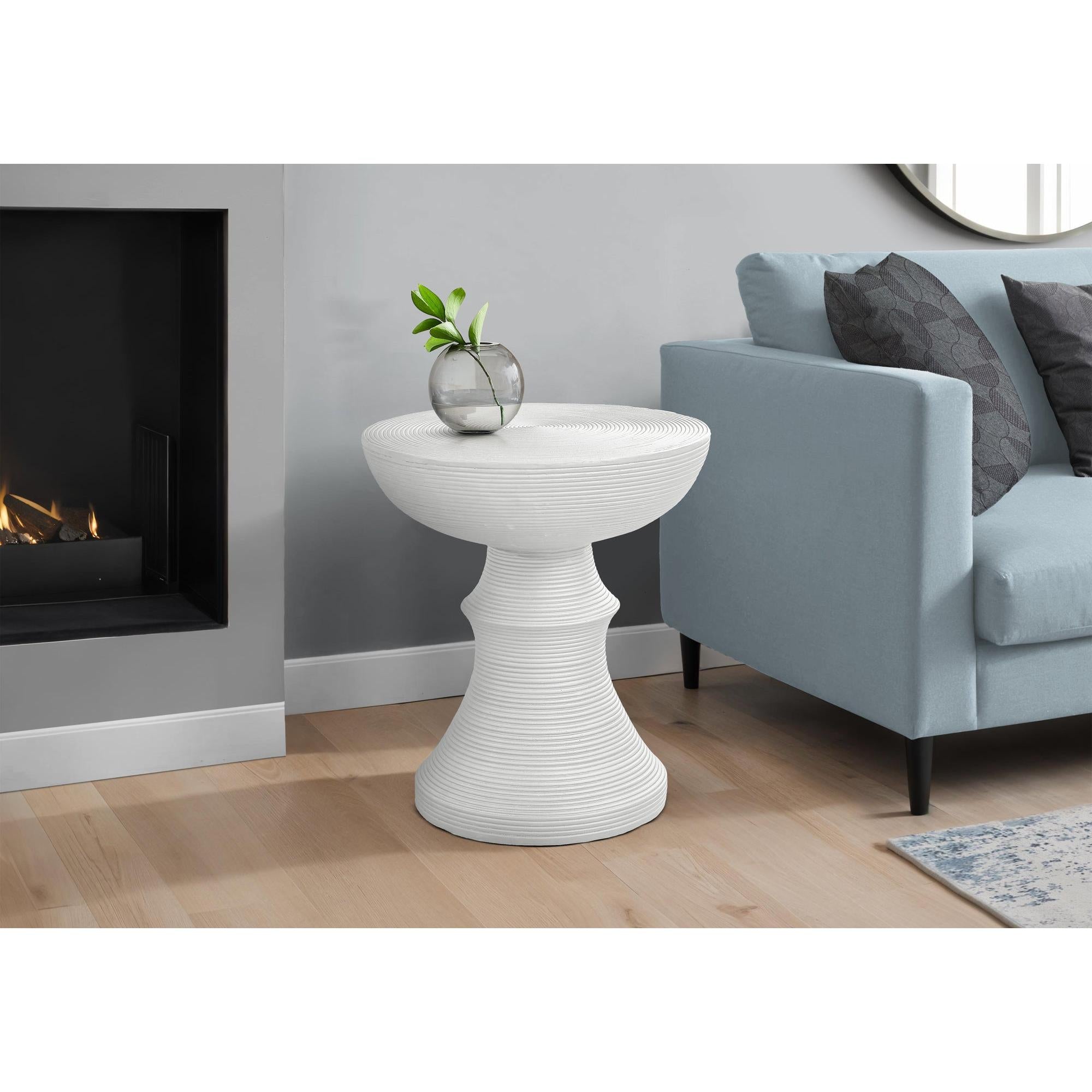 I 4145 - Table D'appoint, 25''H, Intérieur Ou Extérieur, Table D'appoint, Bout, Chambre À Coucher, Salon, Table De Nuit, Rond, Blanc, Contemporain, Moderne - Simple Boutique