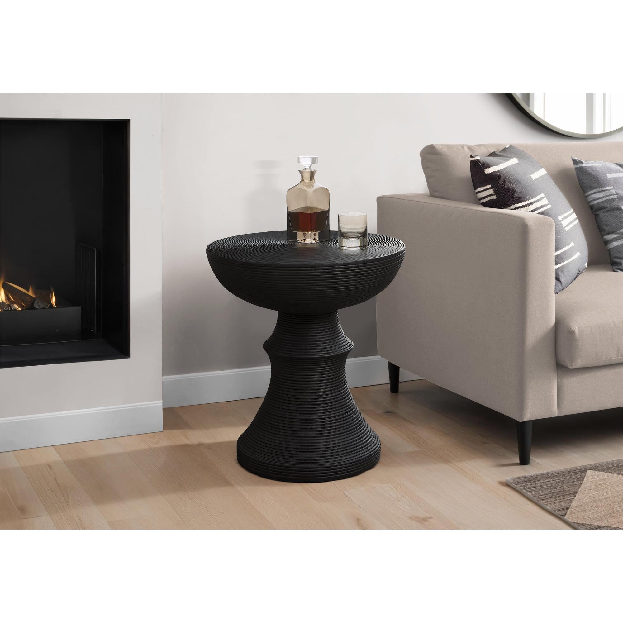 I 4146 - Table D'appoint, 25''H, Intérieur Ou Extérieur, Table D'appoint, Bout, Chambre À Coucher, Salon, Table De Nuit, Rond, Noir, Contemporain, Moderne - Simple Boutique