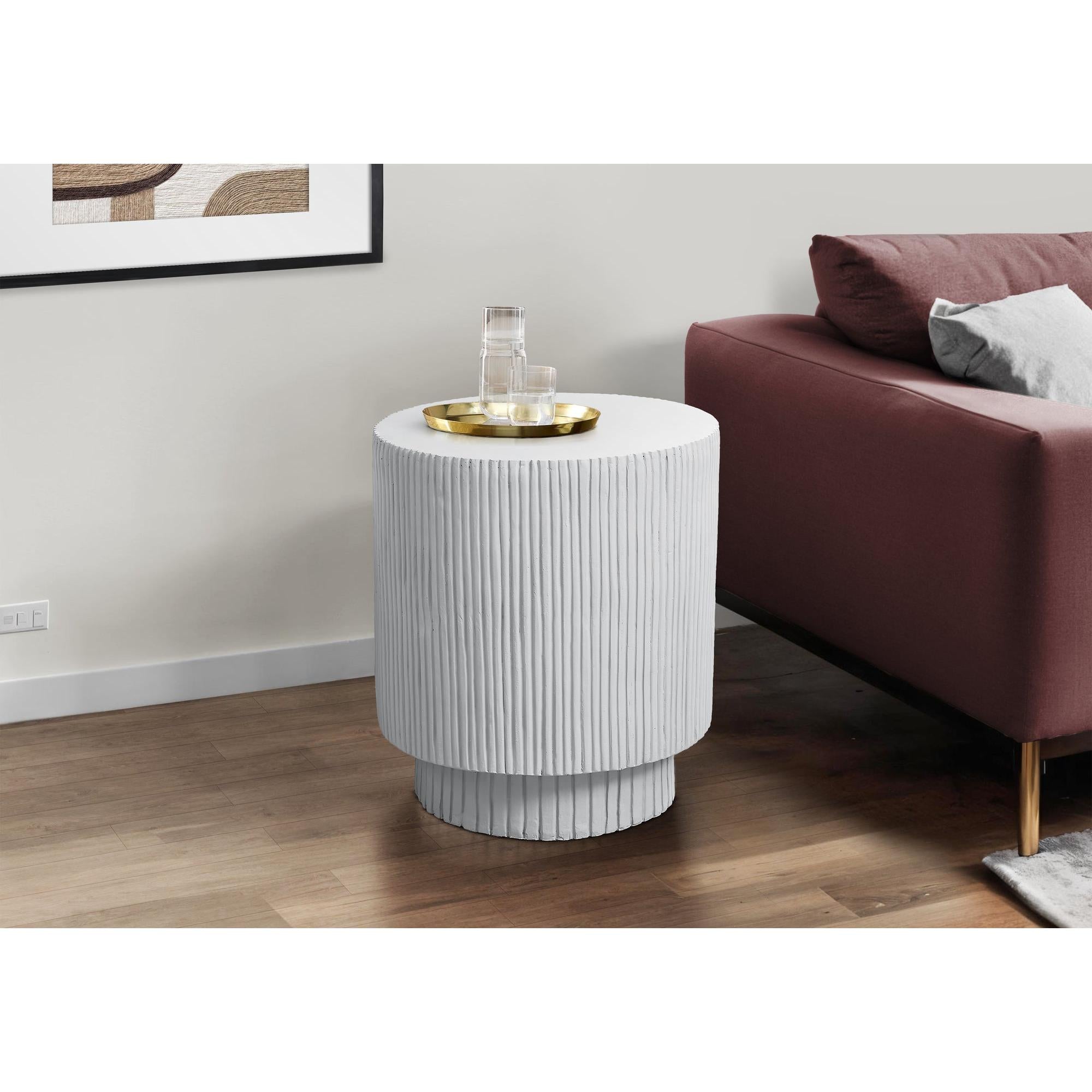 I 4149 - Table D'appoint, 25''H, Intérieur Ou Extérieur, Chambre À Coucher, Bout, Salon, Table De Nuit, Rond, Table D'appoint, Blanc, Contemporain, Moderne - Simple Boutique