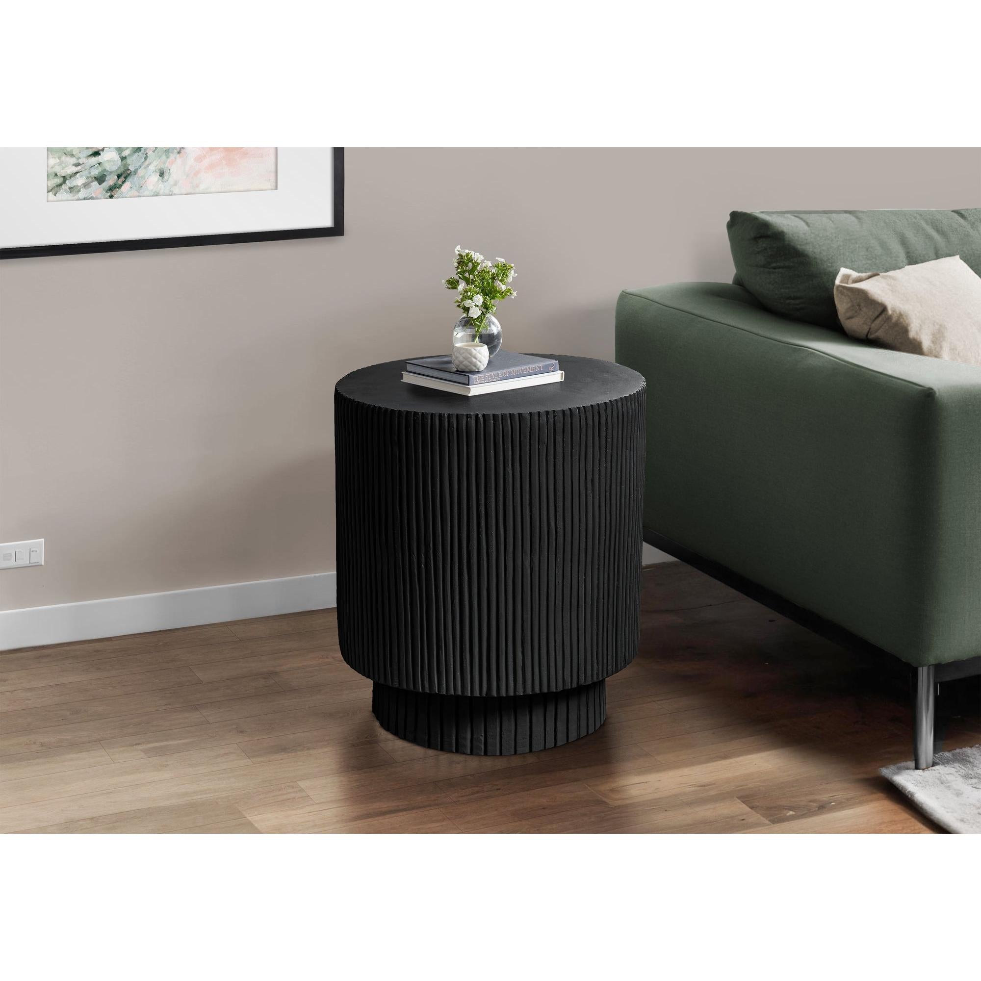 I 4150 - Table D'appoint, 25''H, Intérieur Ou Extérieur, Chambre À Coucher, Bout, Salon, Table De Nuit, Rond, Table D'appoint, Noir, Contemporain, Moderne - Simple Boutique