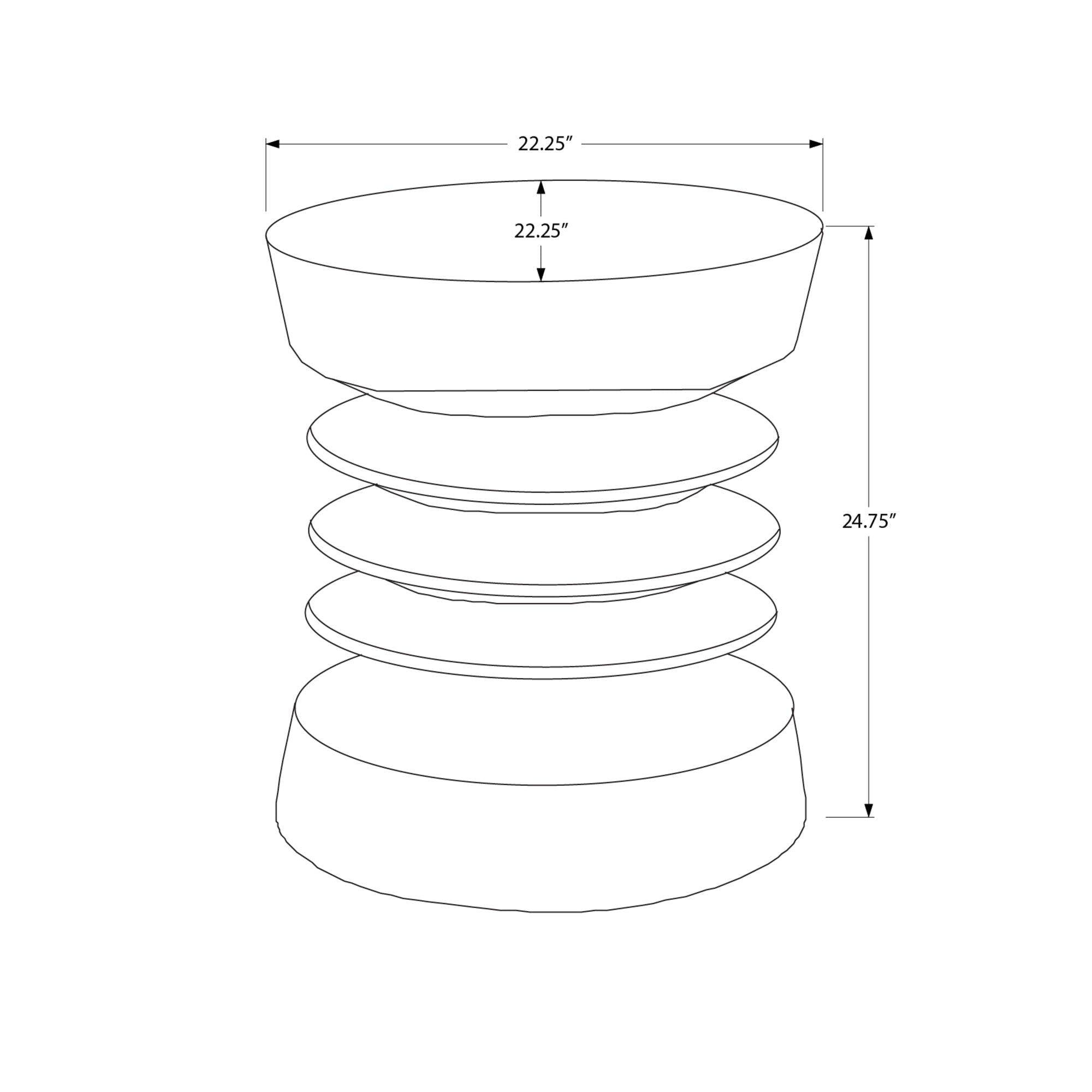 I 4152 - Table D'appoint, 25''H, Intérieur Ou Extérieur, Table D'appoint, Bout, Chambre À Coucher, Salon, Table De Nuit, Rond, Gris, Contemporain, Moderne - Simple Boutique