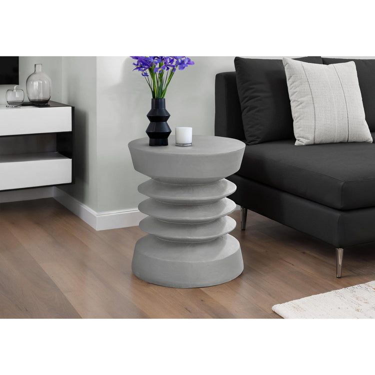 I 4152 - Table D'appoint, 25''H, Intérieur Ou Extérieur, Table D'appoint, Bout, Chambre À Coucher, Salon, Table De Nuit, Rond, Gris, Contemporain, Moderne - Simple Boutique