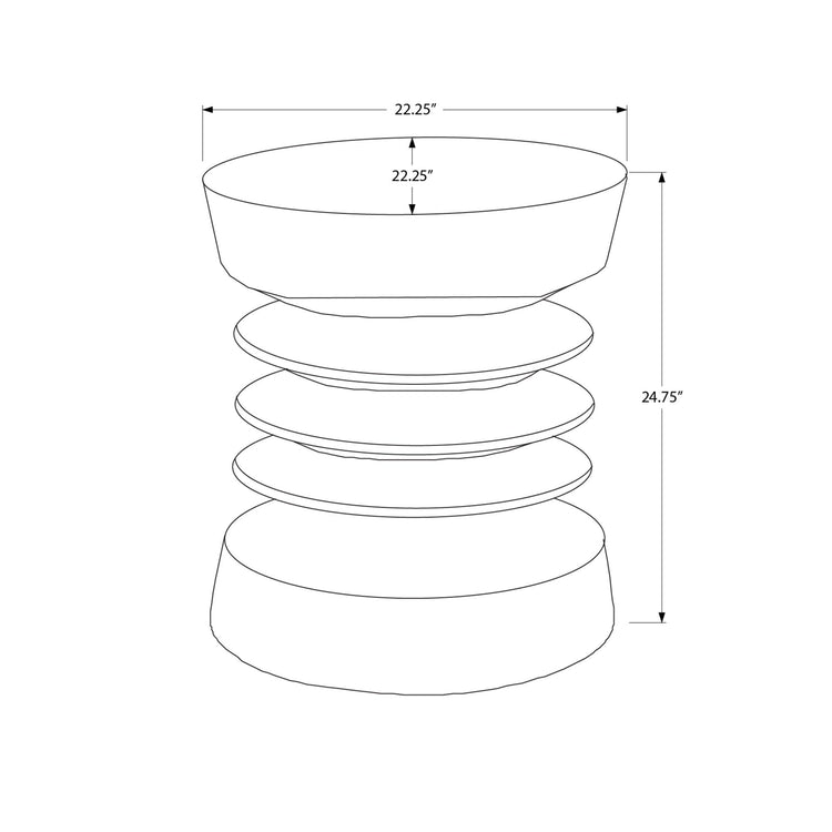 I 4153 - Table D'appoint, 25''H, Intérieur Ou Extérieur, Table D'appoint, Bout, Chambre À Coucher, Salon, Table De Nuit, Rond, Blanc, Contemporain, Moderne - Simple Boutique