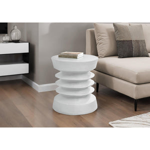 I 4153 - Table D'appoint, 25''H, Intérieur Ou Extérieur, Table D'appoint, Bout, Chambre À Coucher, Salon, Table De Nuit, Rond, Blanc, Contemporain, Moderne - Simple Boutique
