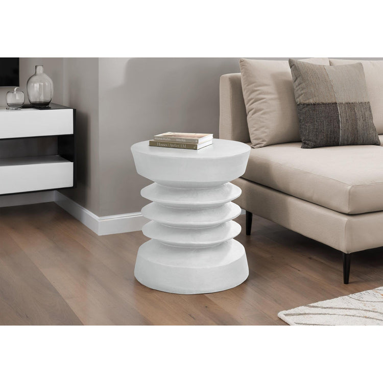 I 4153 - Table D'appoint, 25''H, Intérieur Ou Extérieur, Table D'appoint, Bout, Chambre À Coucher, Salon, Table De Nuit, Rond, Blanc, Contemporain, Moderne - Simple Boutique