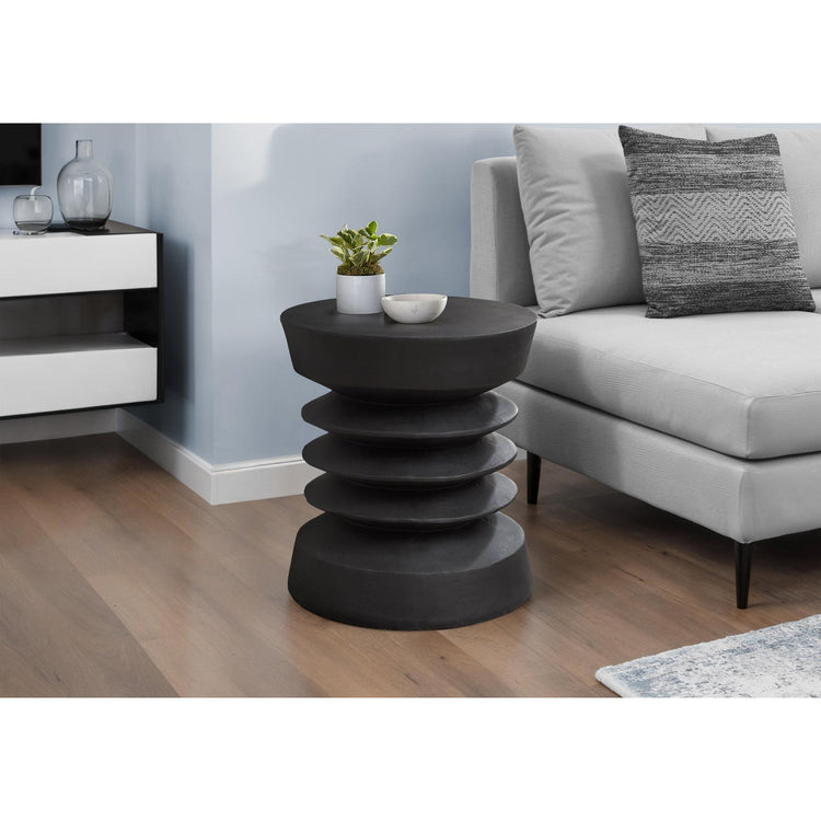 I 4154 - Table D'appoint, 25''H, Intérieur Ou Extérieur, Table D'appoint, Bout, Chambre À Coucher, Salon, Table De Nuit, Rond, Noir, Contemporain, Moderne - Simple Boutique