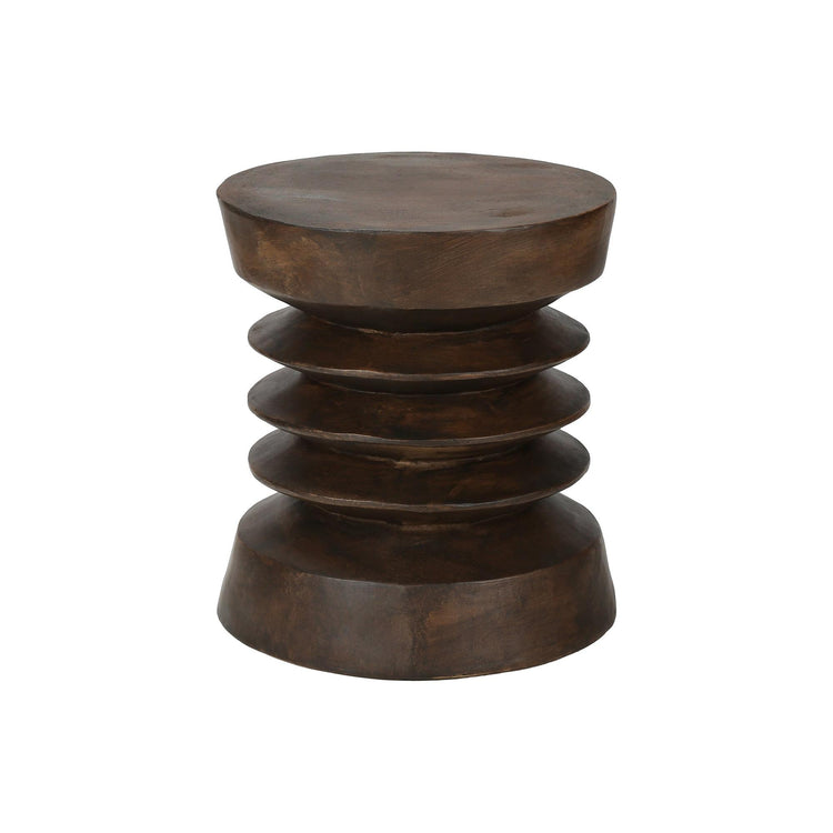 I 4155 - Table D'appoint, 25''H, Intérieur Ou Extérieur, Table D'appoint, Bout, Chambre À Coucher, Salon, Table De Nuit, Rond, Noix, Contemporain, Moderne - Simple Boutique