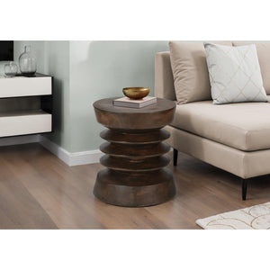 I 4155 - Table D'appoint, 25''H, Intérieur Ou Extérieur, Table D'appoint, Bout, Chambre À Coucher, Salon, Table De Nuit, Rond, Noix, Contemporain, Moderne - Simple Boutique